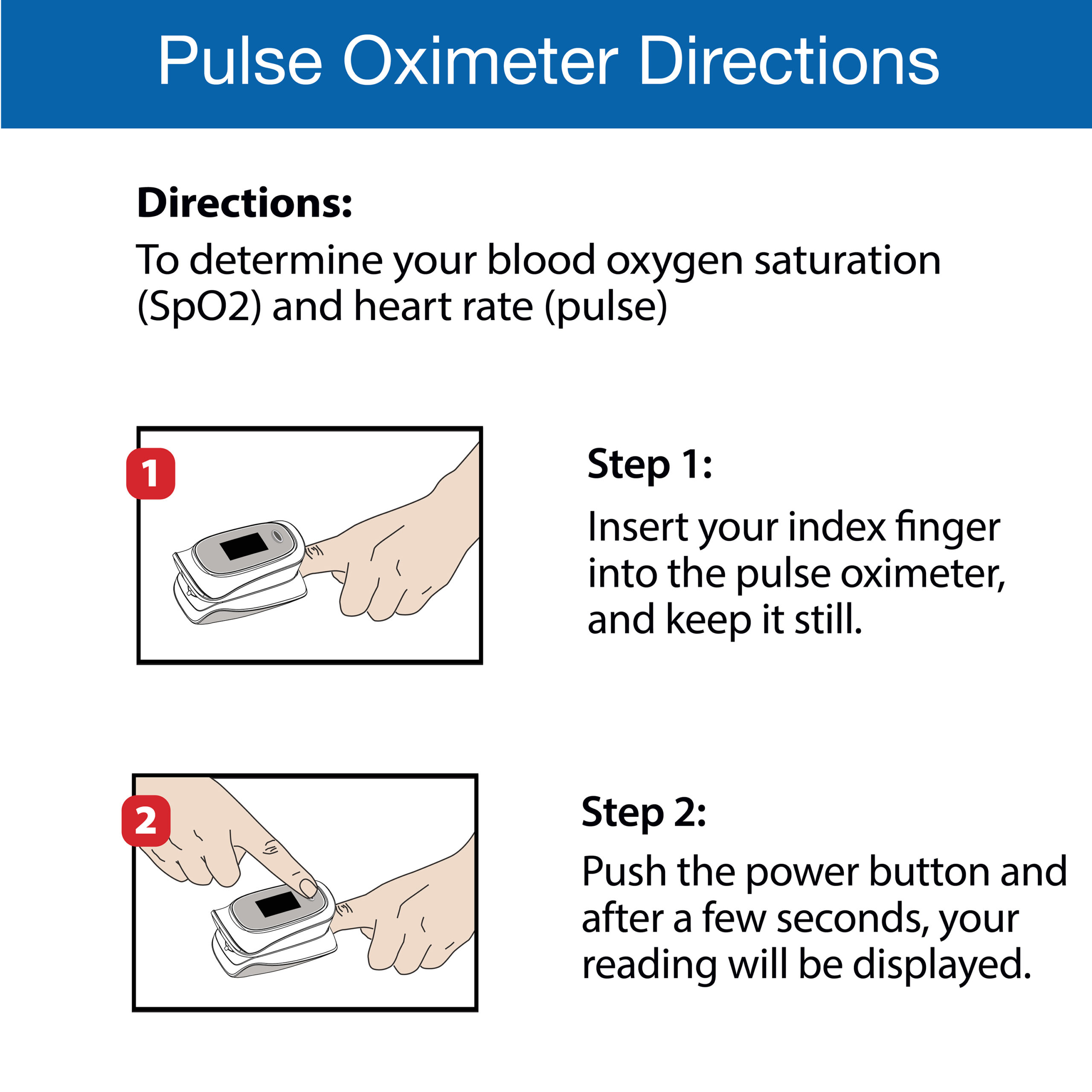 TH200, OXY 200 Fingertip Pulse Oximeter Directions