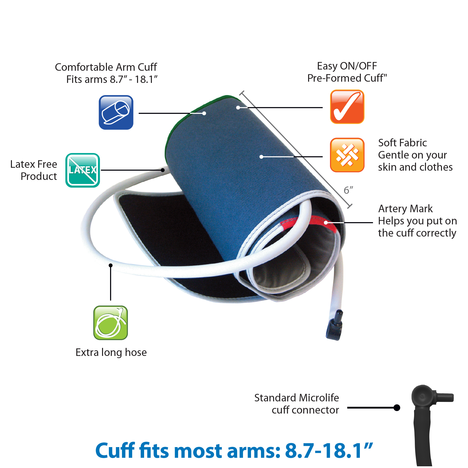 Microlife USA  Wide-Range Blood Pressure Cuff, Fits Upper Arms 8.7”-16.5″