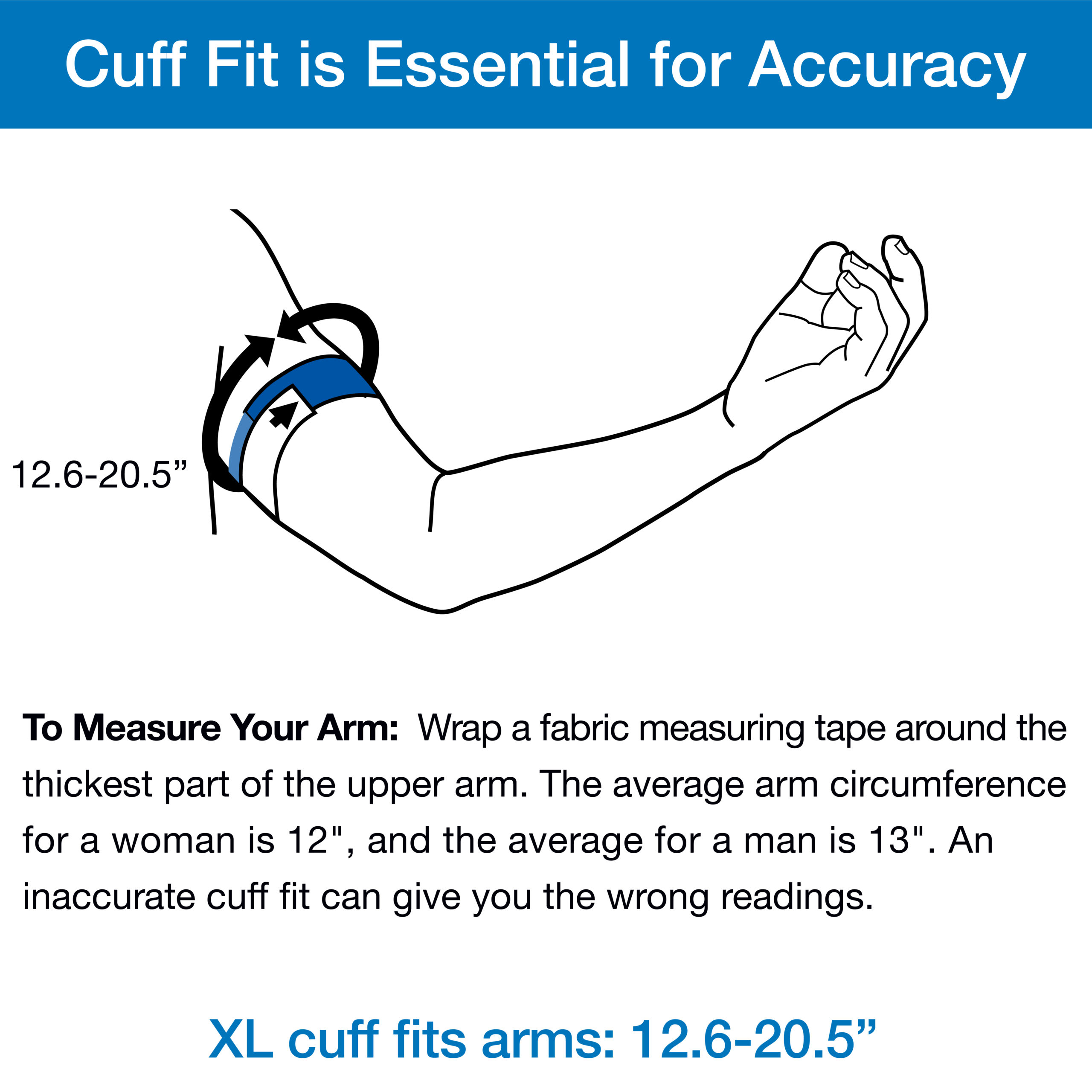 Extra Large Blood Pressure Arm Cuff - Cuff Fit